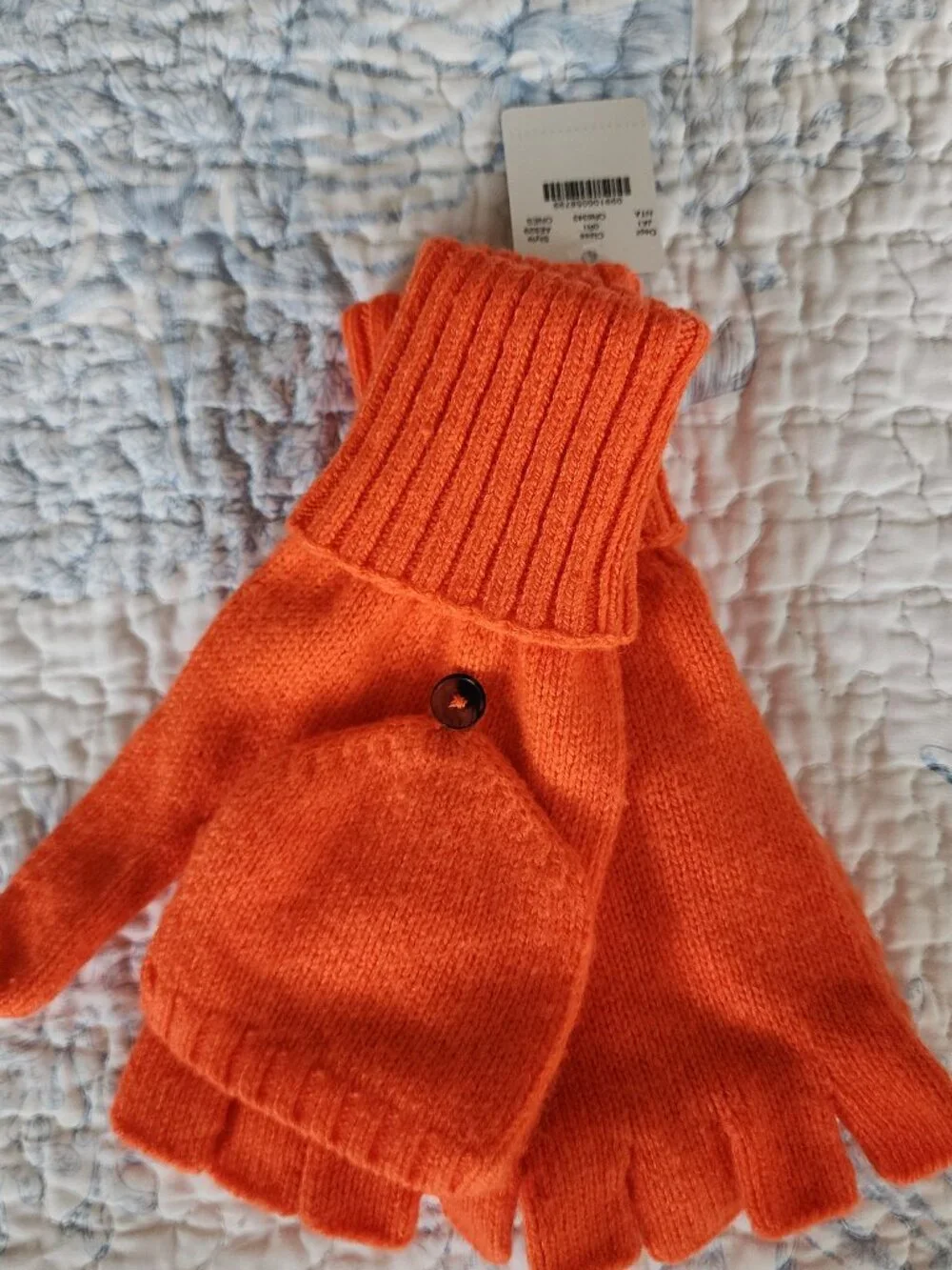 NWT Cozy & Convenient: J.Crew Orange Knit Mitten Gloves (One Size)